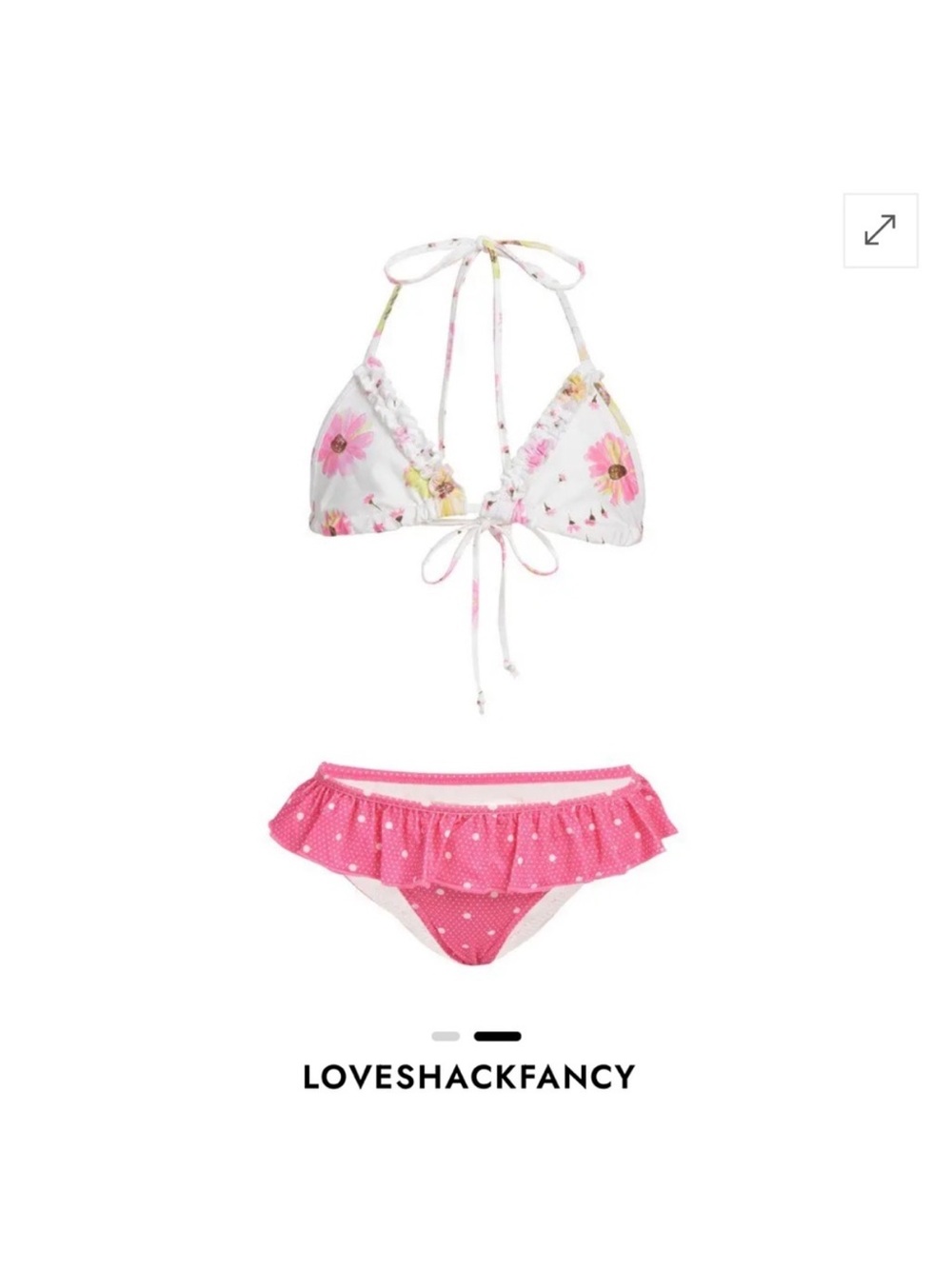 LoveShackFancy Bright Peony Multi Pink Polka Dot Bikini Set size 2-3 years